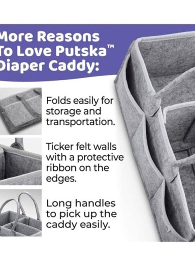 LO.BABY.VE Foldable, Portable Printed Baby Diaper Caddy Storage Organizers - Grey - Image 4